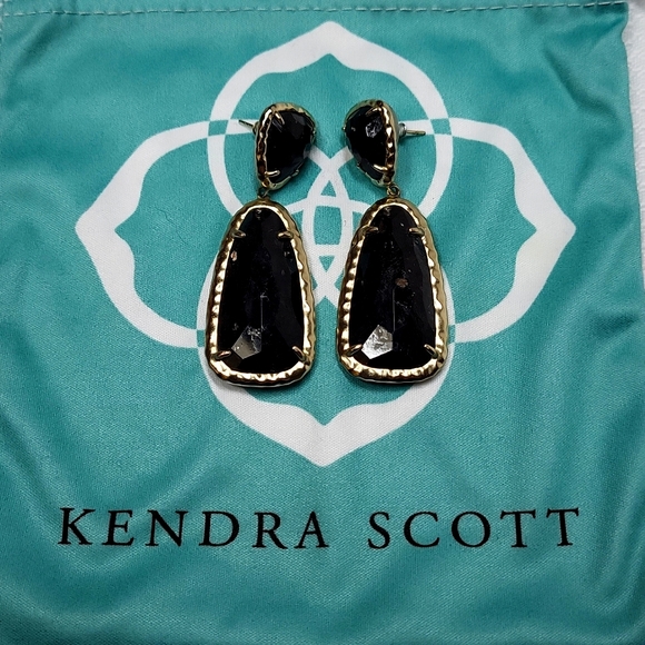 NWOT Kendra Scott Daria Statement Drop Earrings in Gold and Brown - Picture 2 of 3